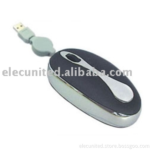 mini optical mouse with retractable cable